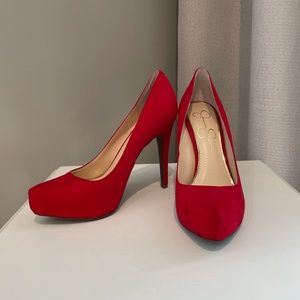 Jessica Simpson Red Suede Platform Heels
